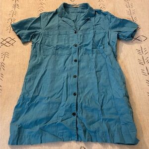 Everlane Blue Linen Button-Up Dress